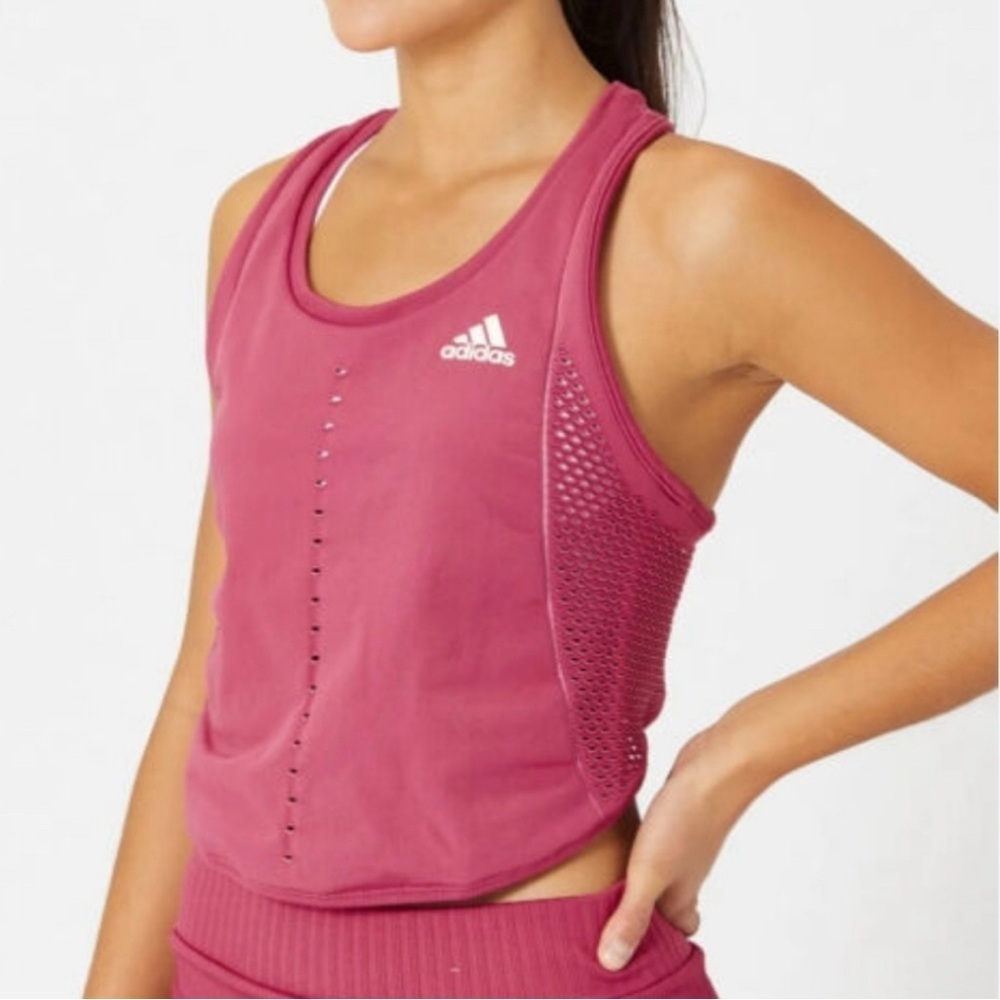 NWT Adidas Women’s Primeknit Mesh Athletic Activewear Tennis Tank Top Pink Large